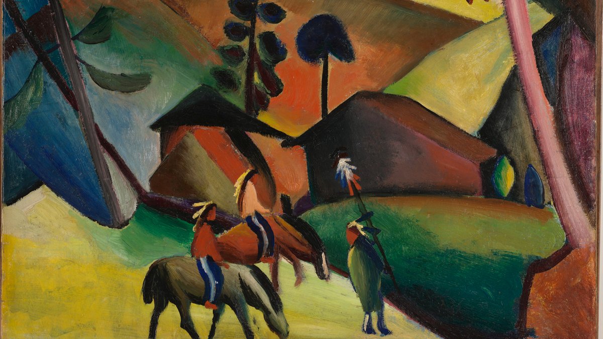 Gemälde mit Reitern: August Macke "Indianer auf Pferden, 1911" Dieser seit Langem verwendete Titel stammt von Bernhard Köhler, dem Sammler, der es lange besaß.