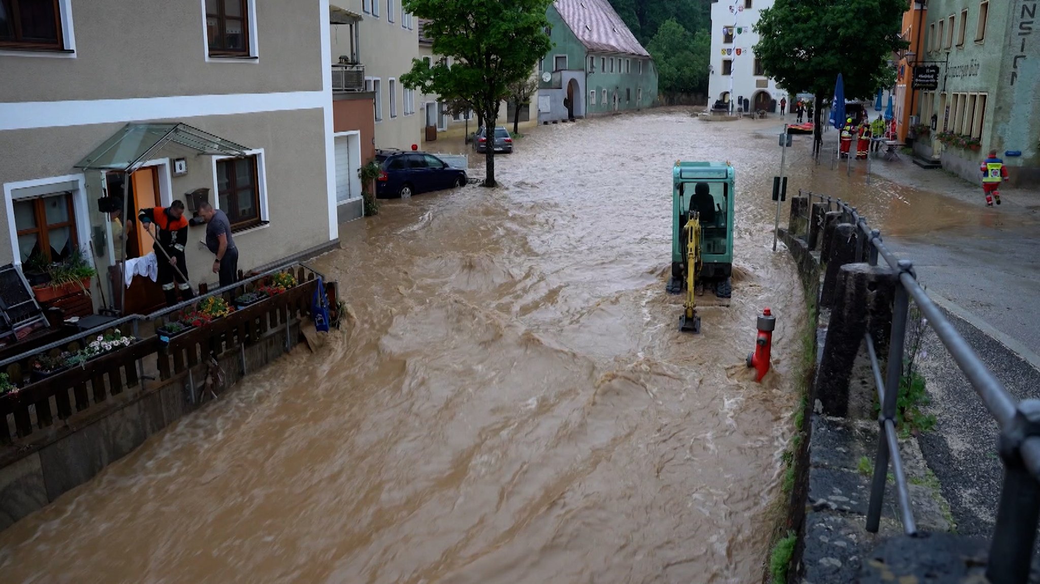 Übergfutete Straße