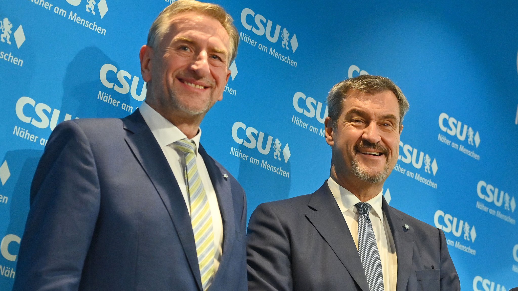 Archivbild: Günther Felßner und Markus Söder nach der Sitzung des CSU-Vorstands