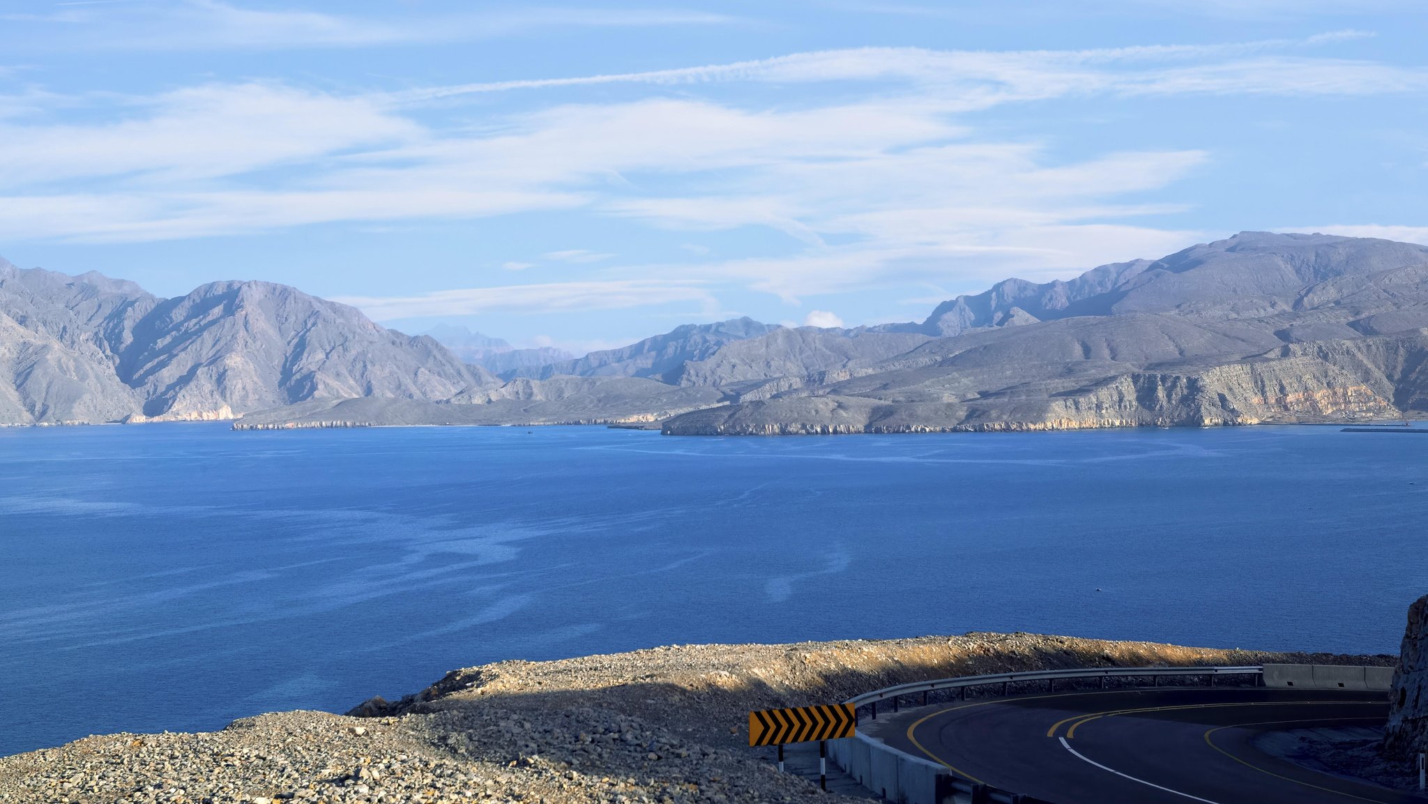 Archivbild: Blick auf die Straße von Hormus, al-Chasab, Musandam, Gouvernement, Sultanat Oman