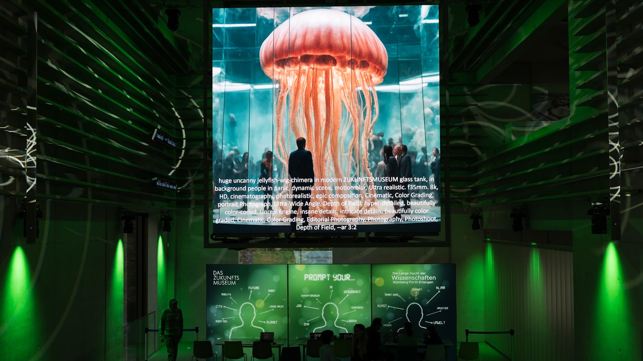 Eine Multimedia-Projektion im Zukunftsmuseum Nürnberg. Bei der Langen Nacht der Wissenschaften sind über 300 Einrichtungen dabei | Bild: Wolfgang Menapace Eine Multimedia-Projektion im Zukunftsmuseum Nürnberg. Bei der Langen Nacht der Wissenschaften sind über 300 Einrichtungen dabei