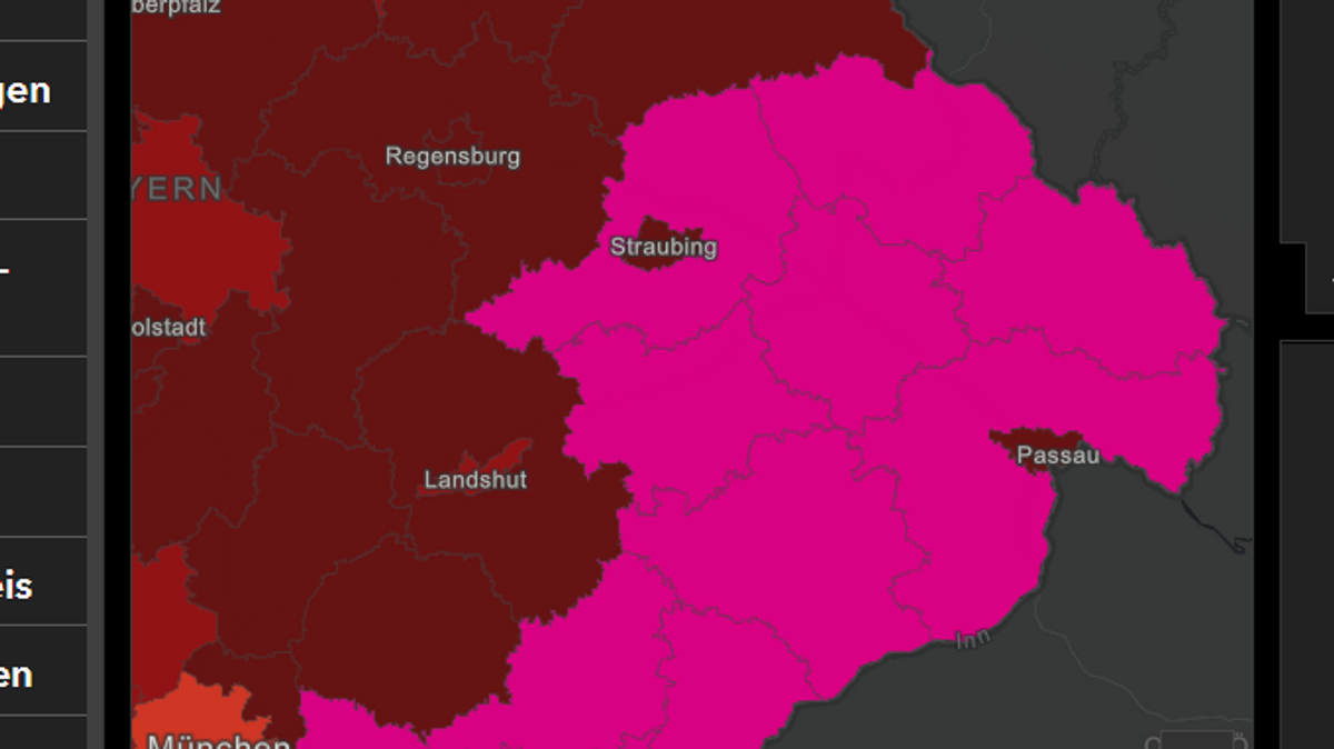 Das RKI hat die Regionen mit Inzidenzen über 500 rosa eingefärbt