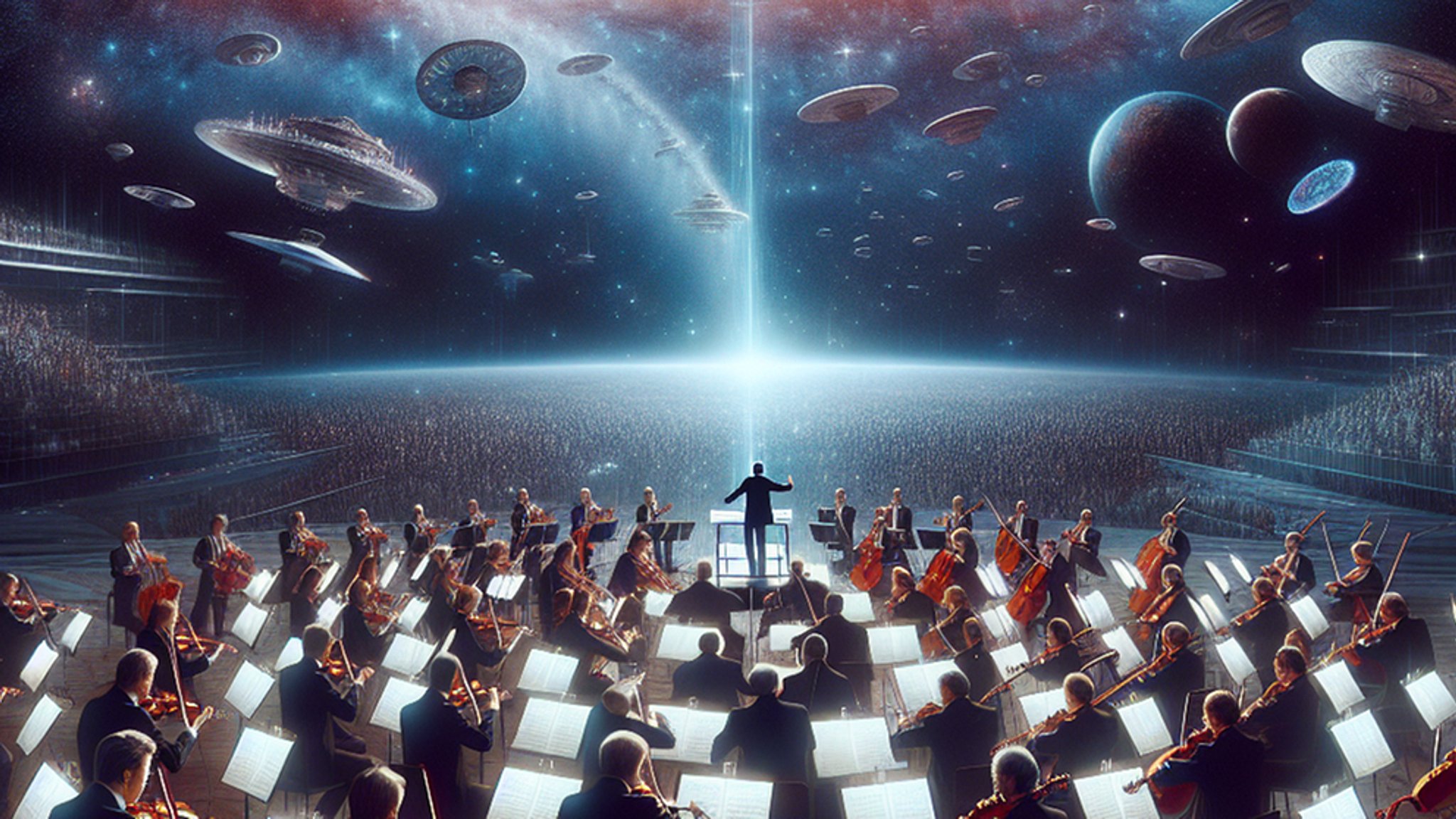 Orchester spielt Weltraum-Musik