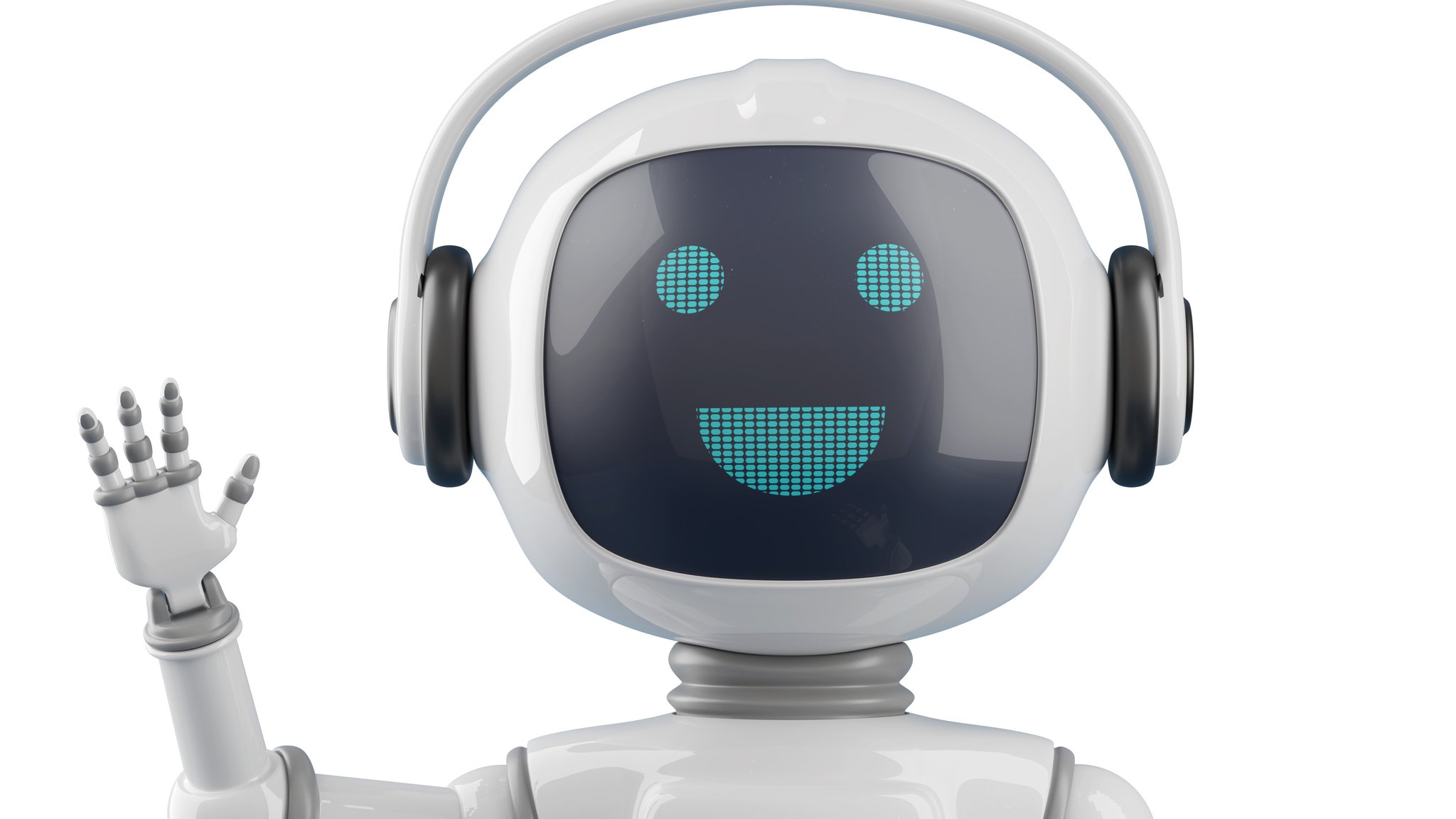 Ein freundlicher Chatroboter im Cartoon-Stil winkt zum Gruß. | Bild: stock.adobe.com/jroballo Ein freundlicher Chatroboter im Cartoon-Stil winkt zum Gruß.