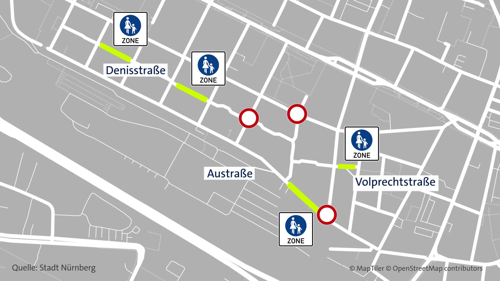 Karte des neuen Superblocks in Gostenhof