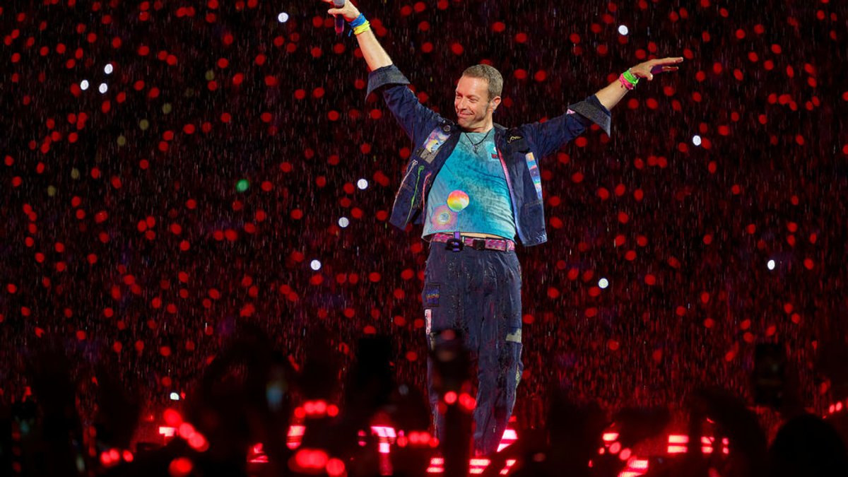 Chris Martin, Sänger von Coldplay, bei einem Konzert in Düsseldorf