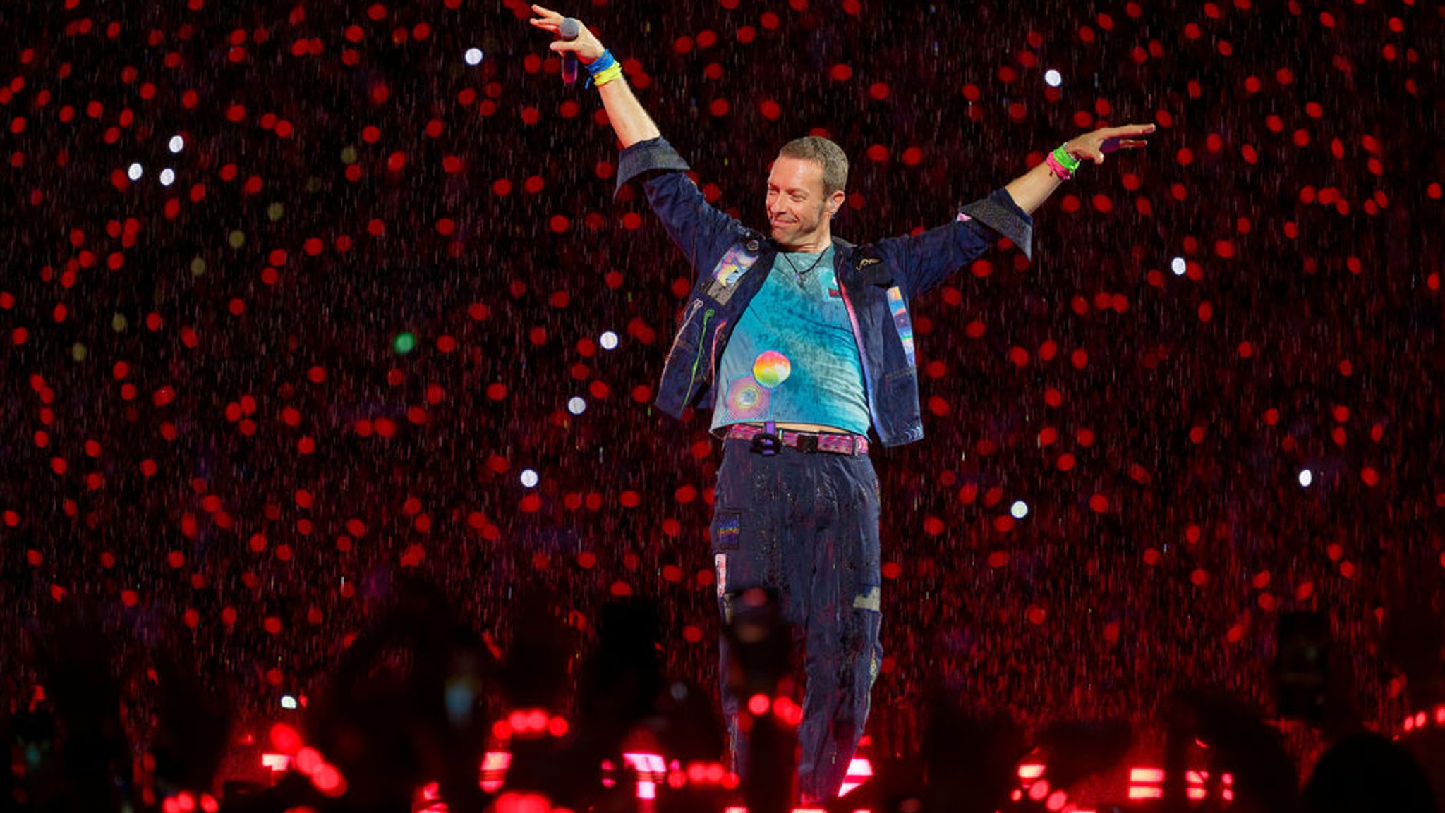 Chris Martin, Sänger von Coldplay, bei einem Konzert in Düsseldorf