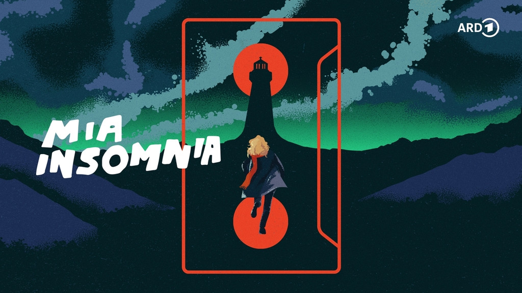Auf dem Weg zu einem Leuchtturm: Illustration zur Hörspiel-Reihe "Mia Insomnia"