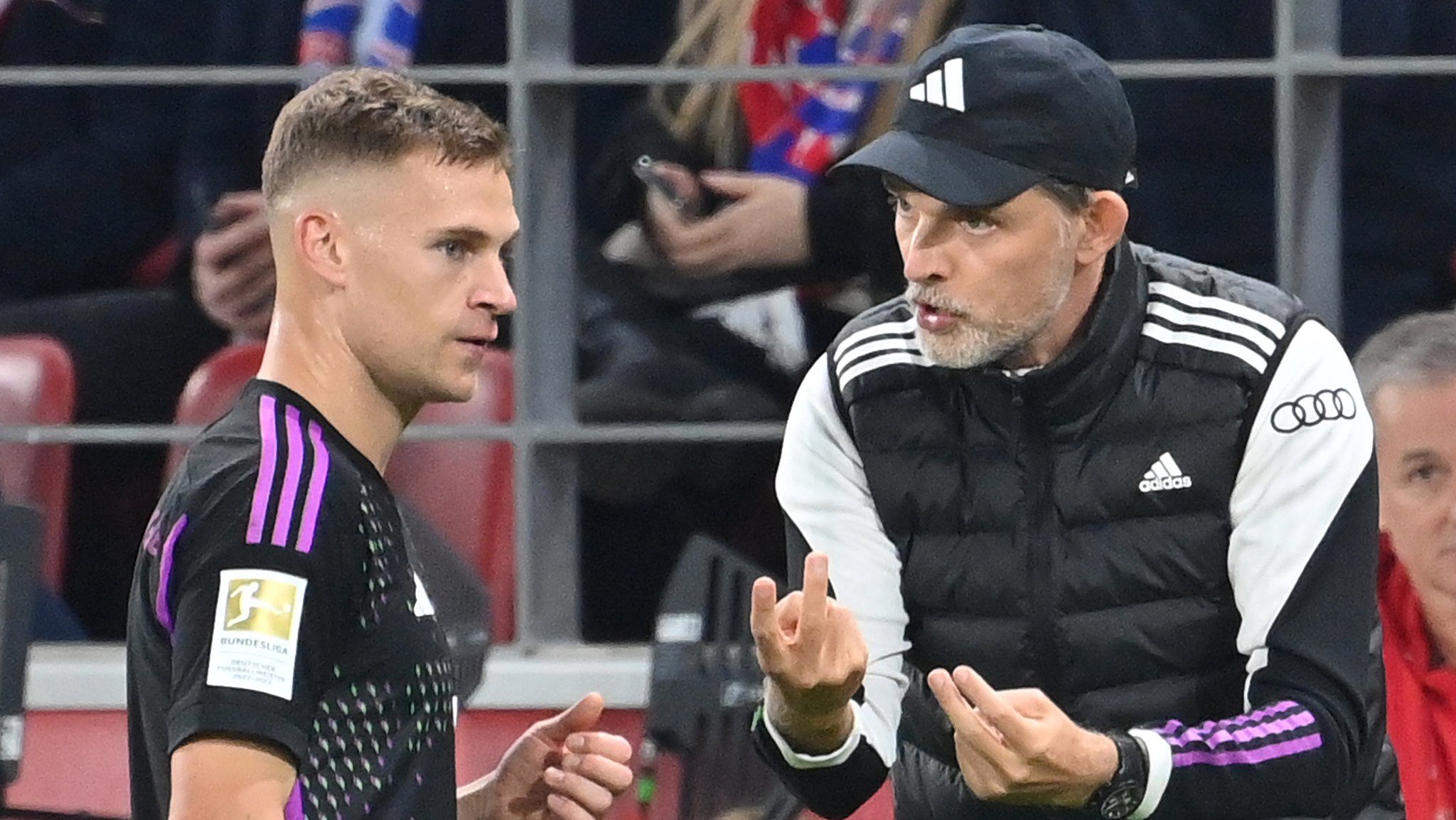 Joshua Kimmich (links) und FC-Bayern-Trainer Thomas Tuchel