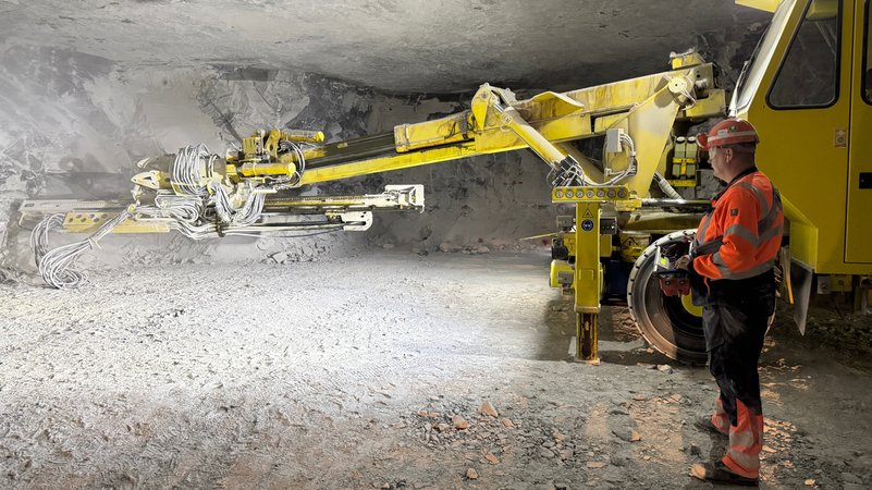 Anhydrit-Abbau in einem Knauf-Bergwerk in Hüttenheim. | Bild: BR/Alisa Wienand Anhydrit-Abbau in einem Knauf-Bergwerk in Hüttenheim.