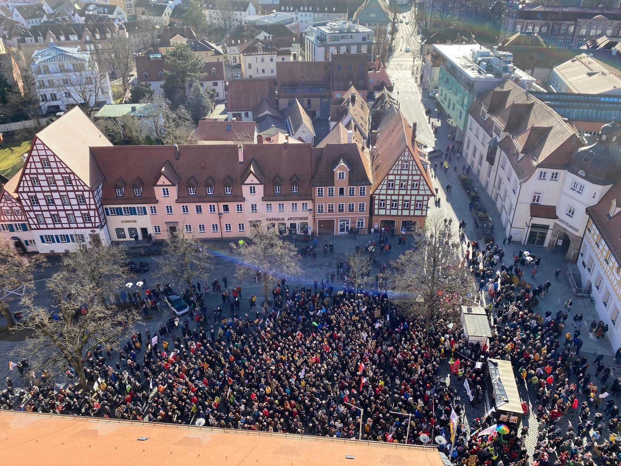 Demonstration gegen Rechtsextremismus in Schwabach.