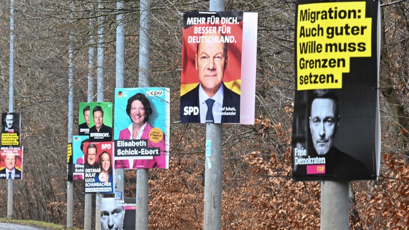 Zahlreiche Wahlplakate verschiedener Parteien | Bild: dpa-Bildfunk/Bernd Weißbrod Zahlreiche Wahlplakate verschiedener Parteien
