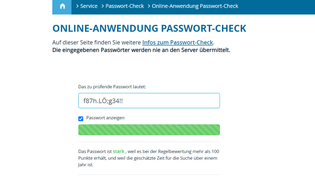 Passwort-Check-Eingabemaske