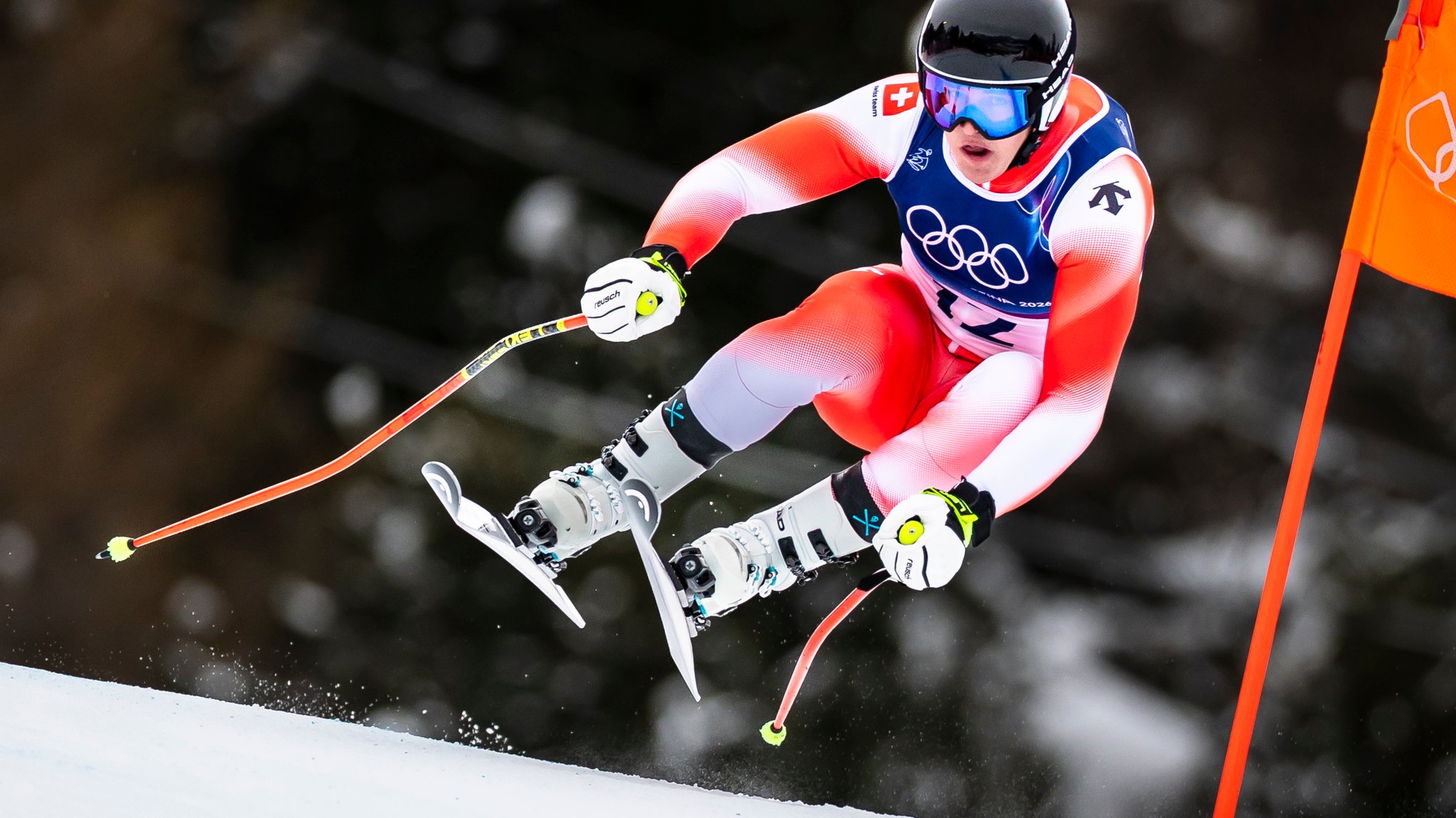Franjo von Allmen beim ersten offiziellen Training | Bild: picture alliance/KEYSTONE | MICHAEL BUHOLZER Franjo von Allmen beim ersten offiziellen Training