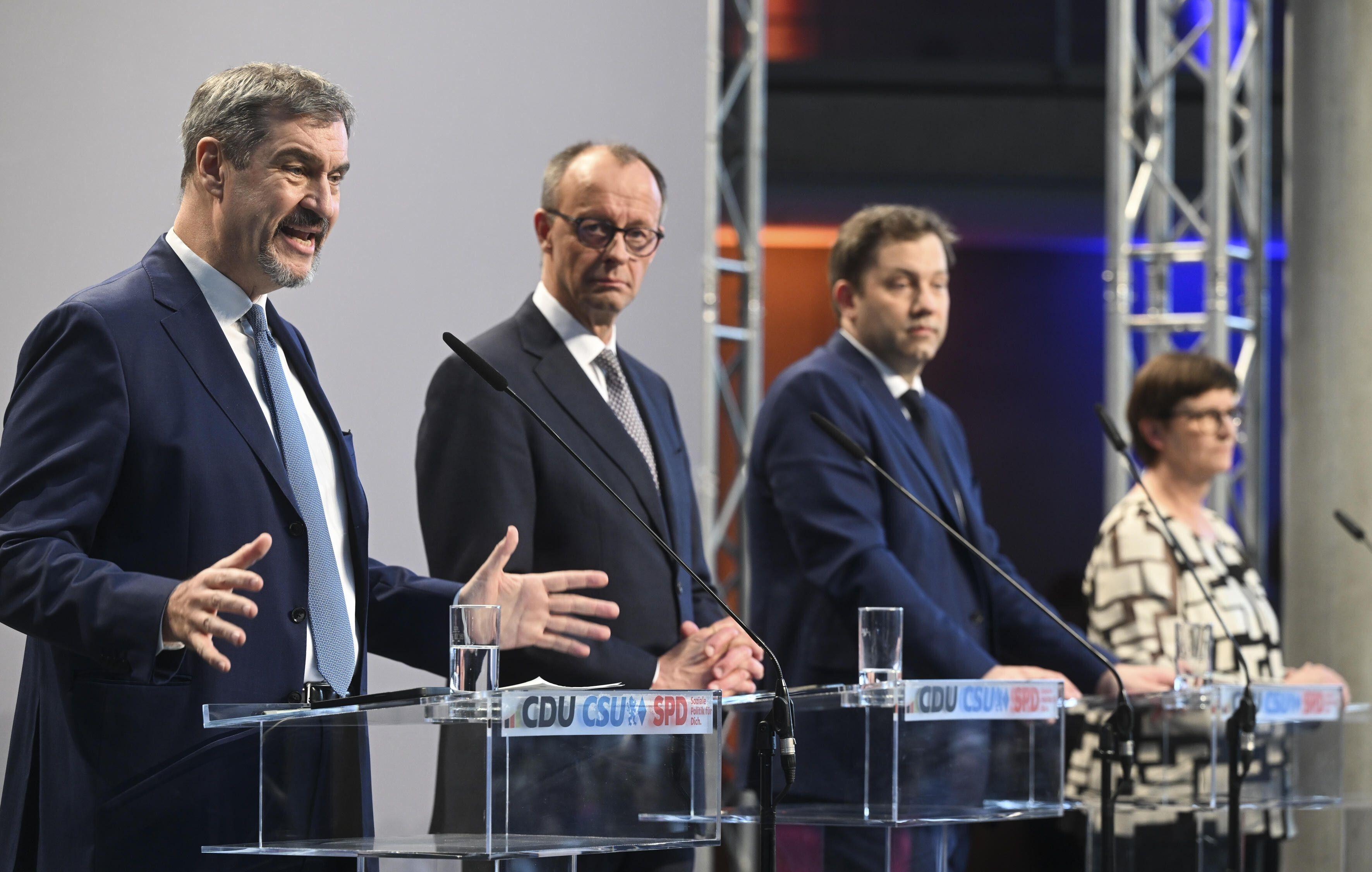 Markus Söder (CSU), Friedrich Merz (CDU), Lars Klingbeil (SPD)