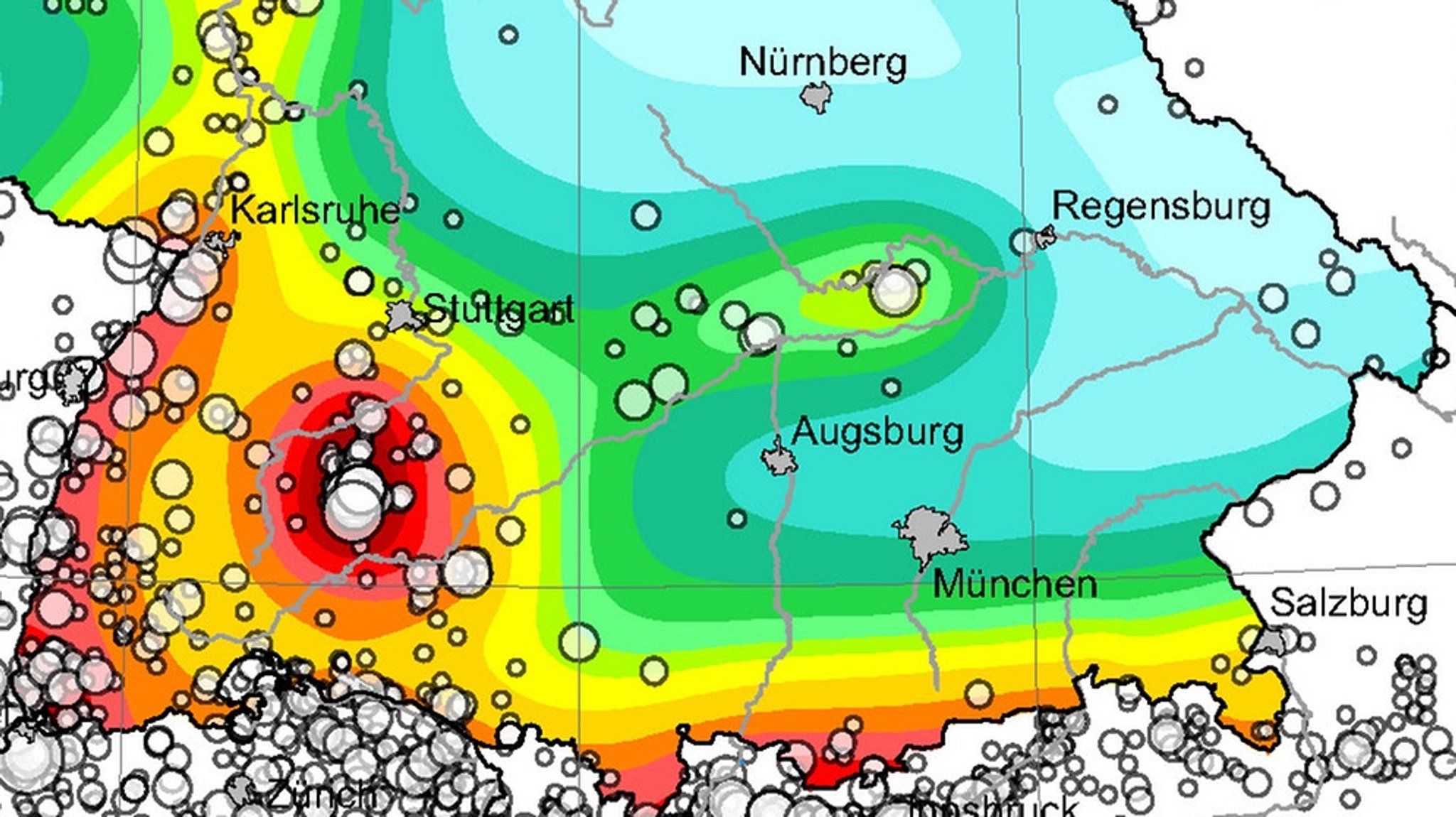 Karte: Wo besteht die Gefahr von Erdbeben in Deutschland?